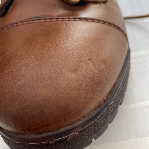 Brown leather lace up boots with knitted cuff detail by Coolway - Picture 6 of 16